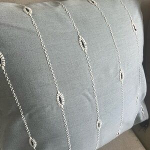 Serena & Lily Outdoor Light Blue Pillow Cover with Navy Tassels